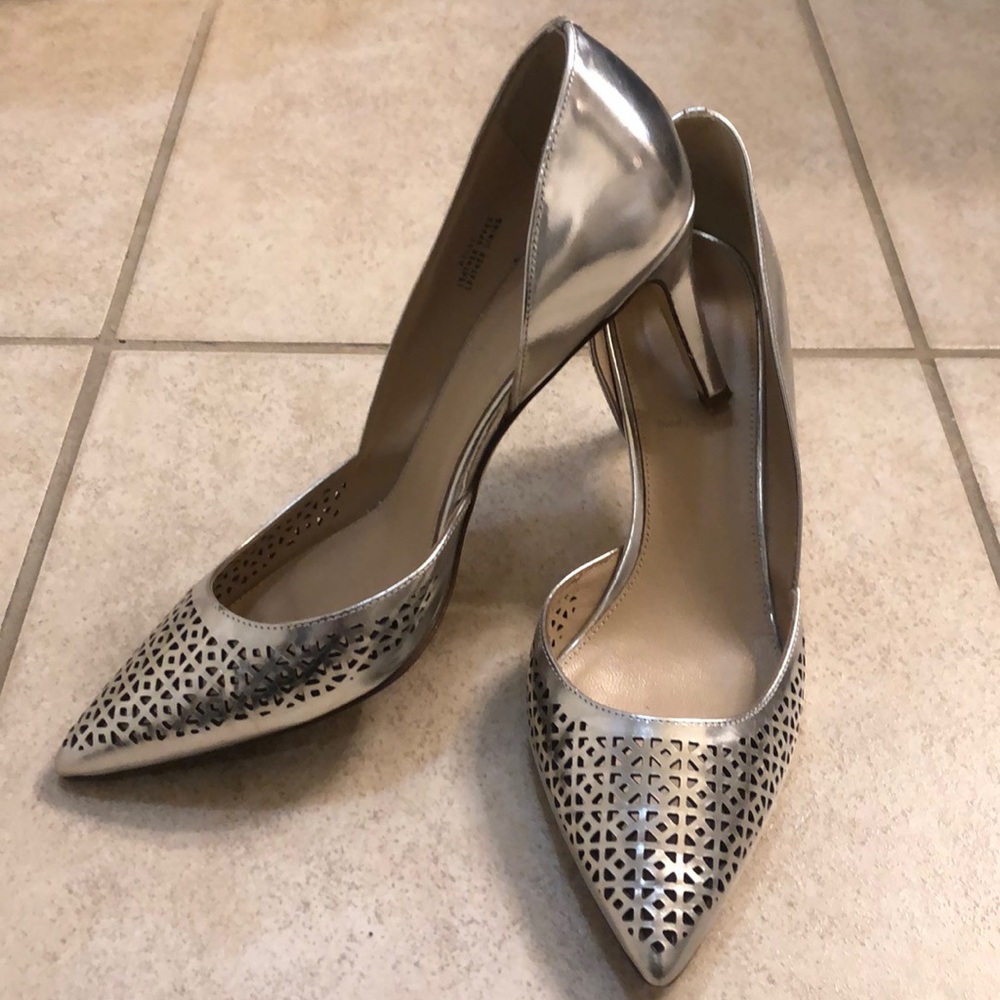 Jcrew silver metallic heels, size 8